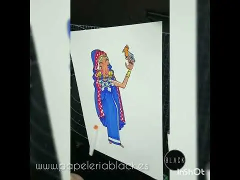 Ilustración Dama de Baza con  rotuladores Artist (base de alcohol y doble punta...pincel y biselada)