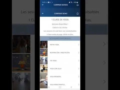 Tutorial App: como comprar un bono, o clase suelta, desde la App.