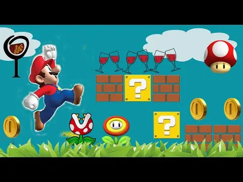 Super Mario disfruta el vino