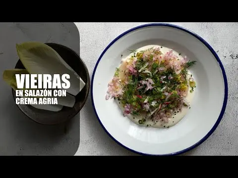 Vieiras en salazón con crema agria. Chef Raúl Martínez